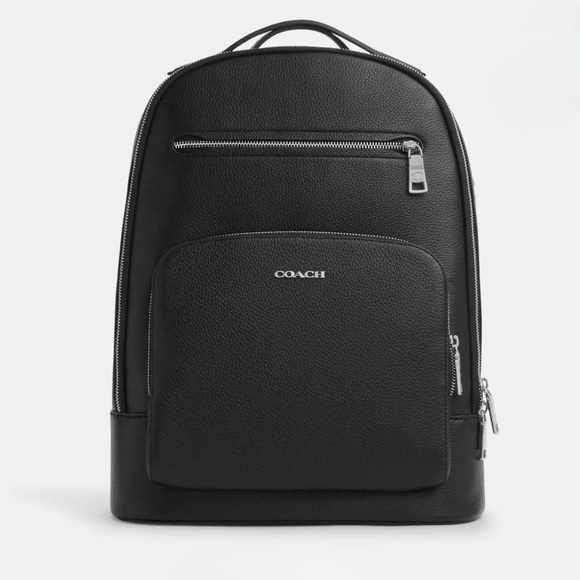 Coach Ethan Bp Black Leather Backpack for Men - Picture 1 of 15